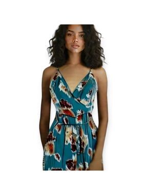 B.O.G Collective Teal & Floral Wide Leg Jumpsuit Size XS